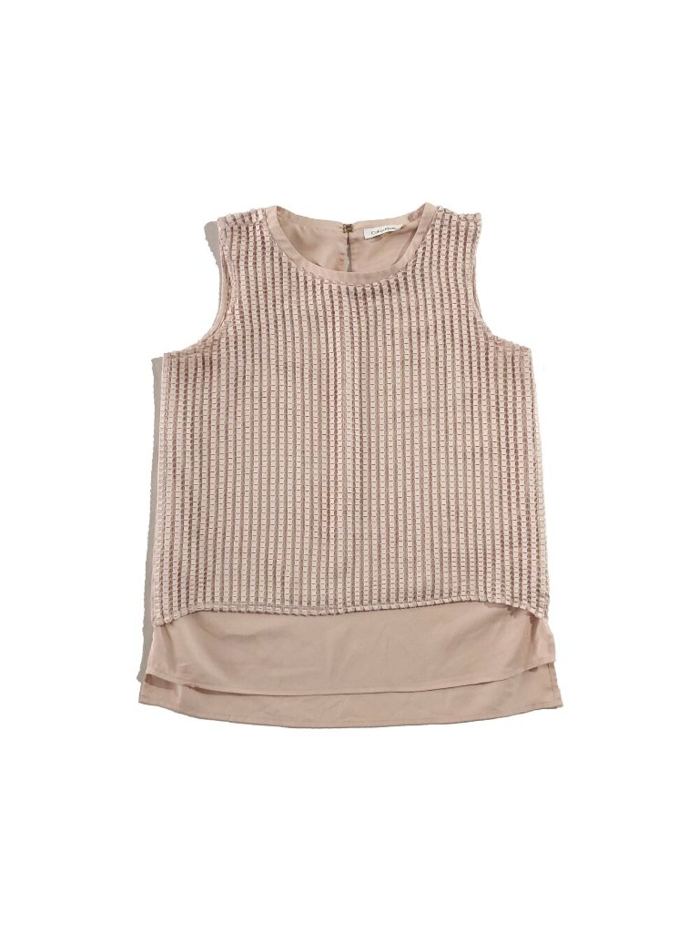 Calvin Klein Tank Top Womens Size M Blush Pink Textured Blouse